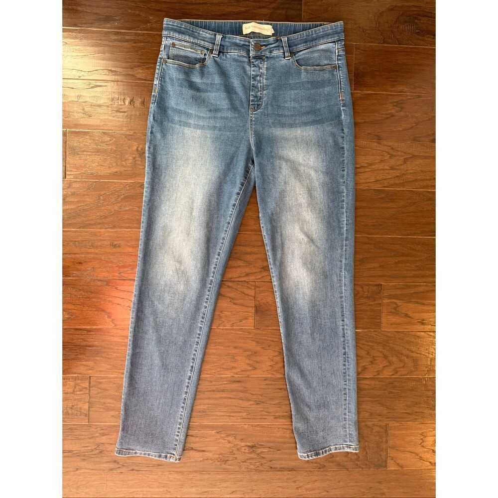 New Soft Surroundings Ultimate Denim Pull On Slim Leg Jeans Large Tall